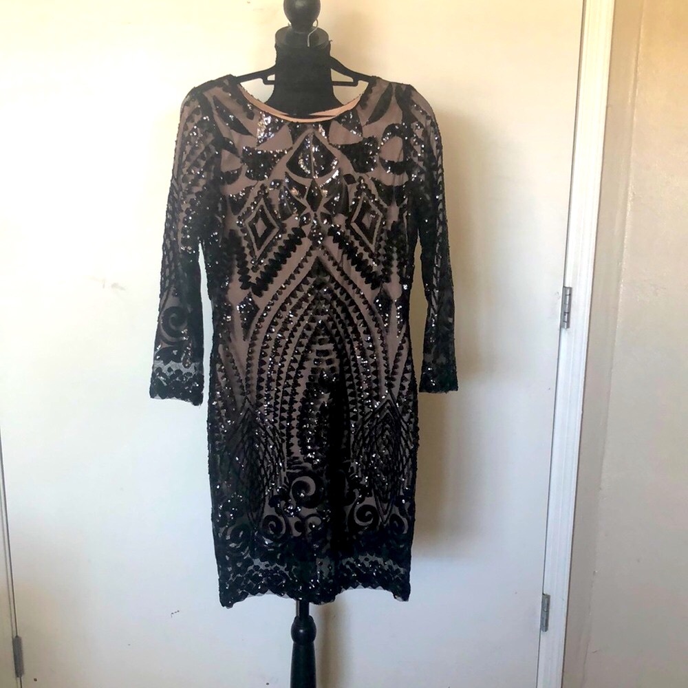 Elegant Black Sequin Dress